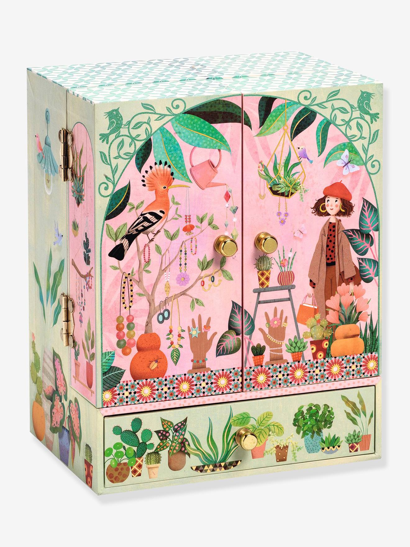 Djeco Kinder Schmuckkästchen mit Spieluhr Blumen DJECO - rosa bedruckt