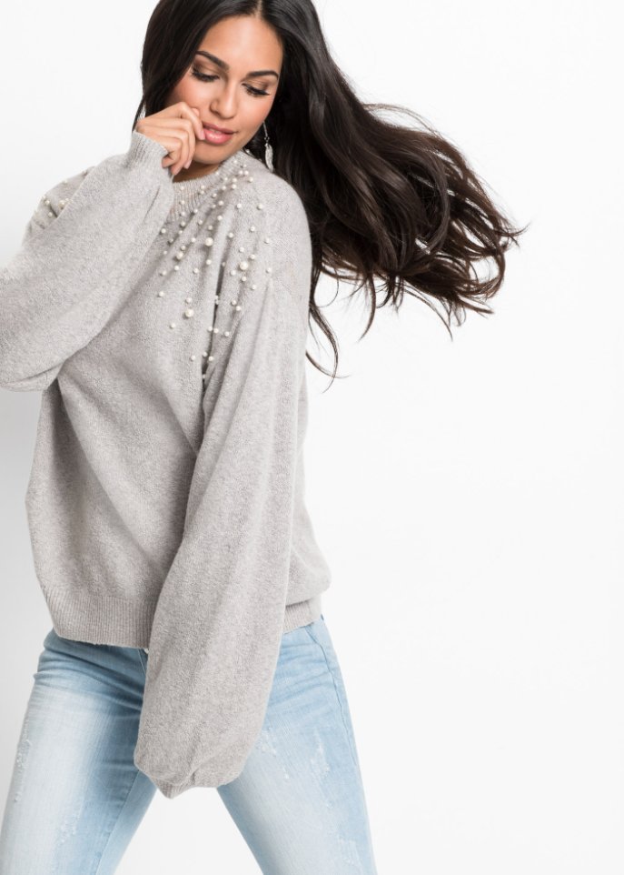 Strickpullover mit Perlen