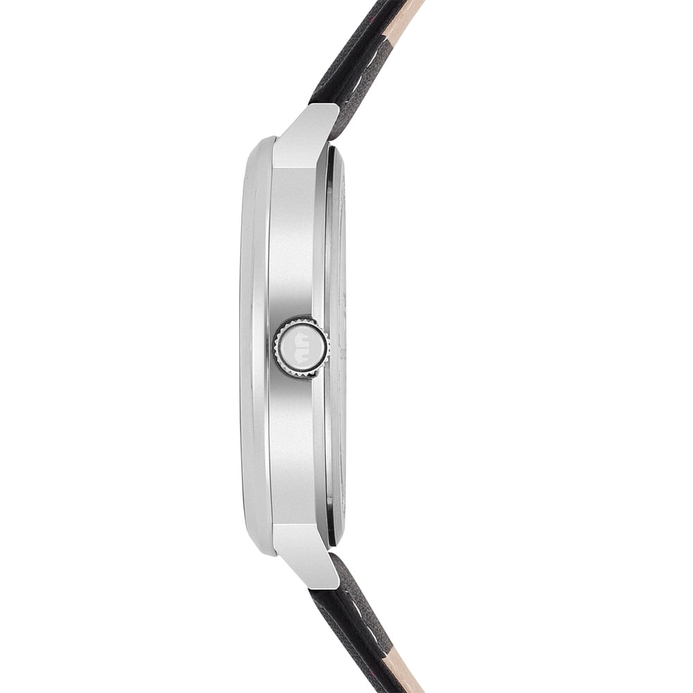 Rhodenwald & Söhne Montre à quartz Arakon II Argent Cuir véritable en Noir Montre