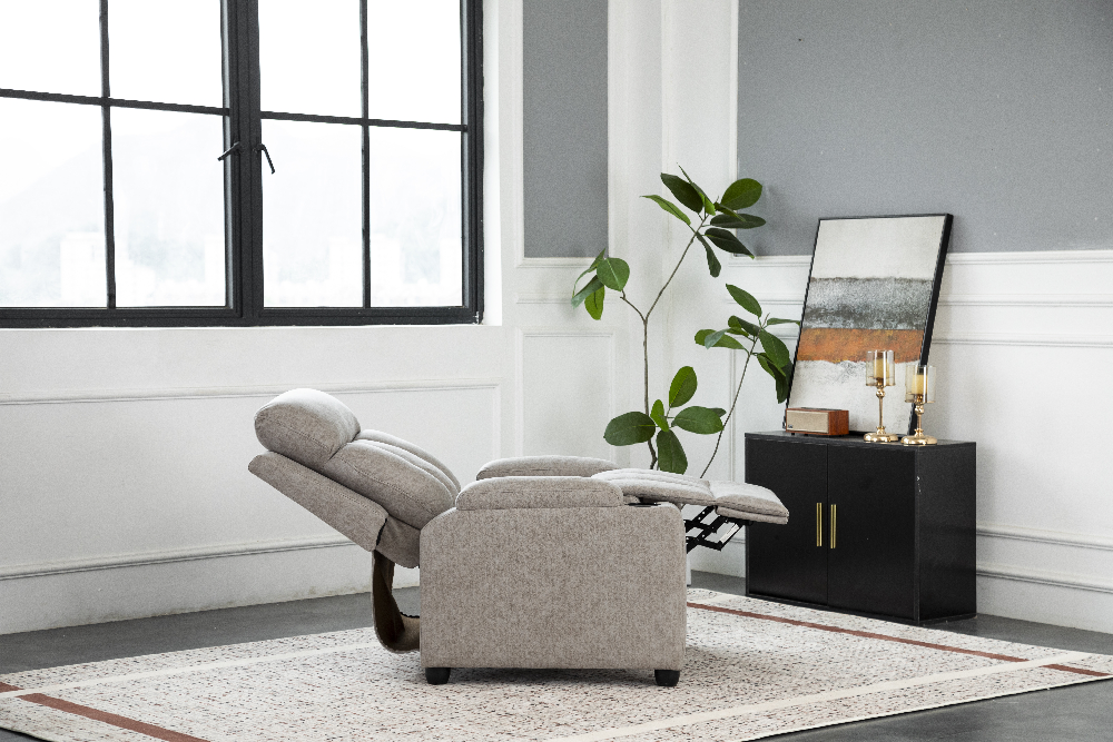 Happy Home gepolsterter Relaxsessel Sofasessel mit 2 Getränkehalter hellgrau