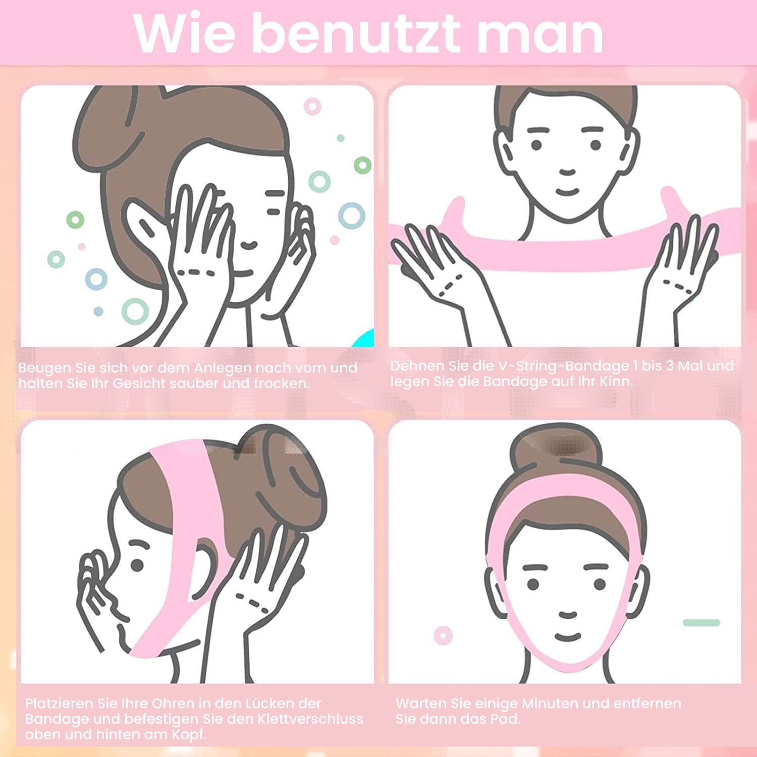 Daisred Gesichtsmaske 2 Stück Facial Slimming Face Bandagen Form Maske, 2-tlg.