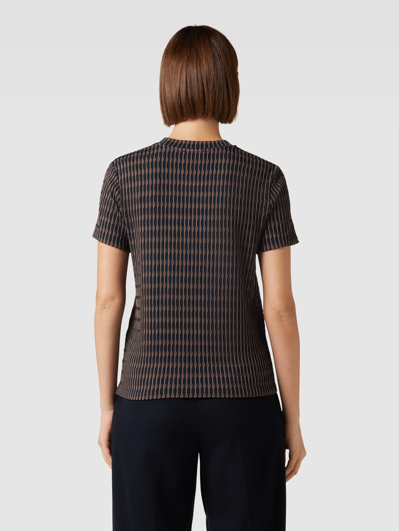 T-Shirt mit Strukturmuster Modell 'Silay' in marineblau