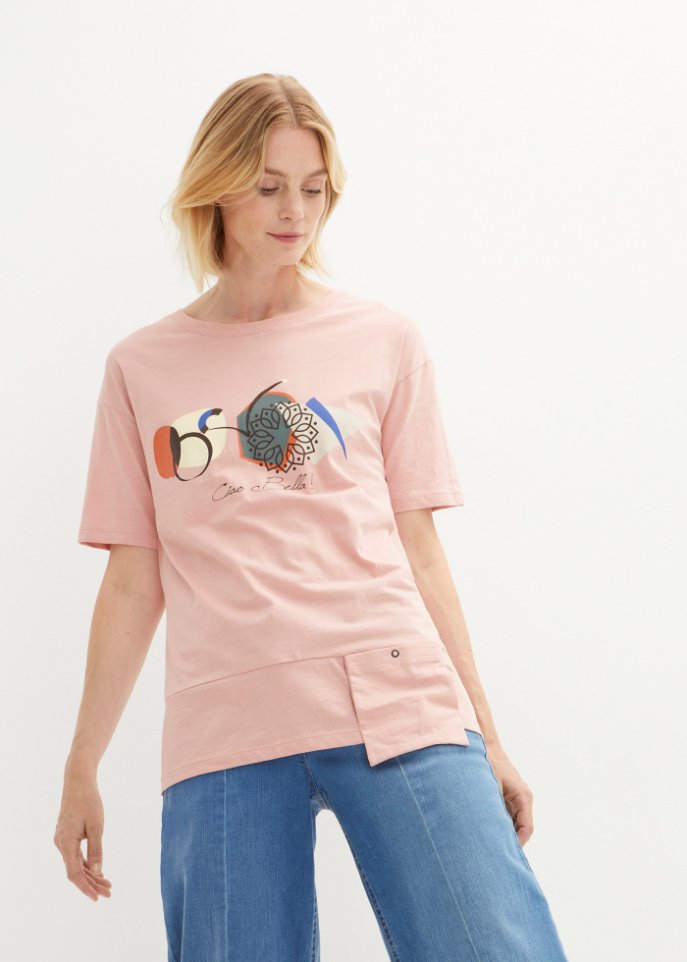 T-Shirt mit Tasche, 3/4 Arm