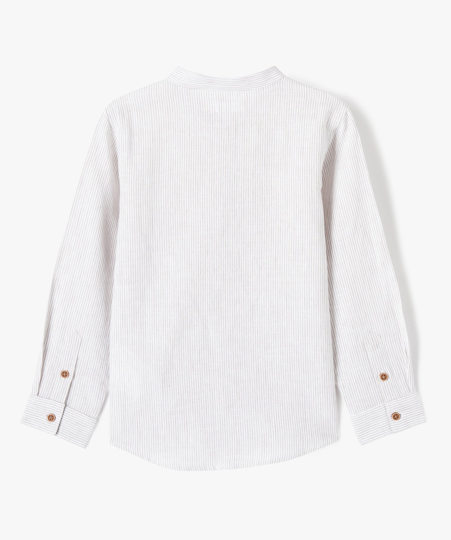 Chemise Garçon à fines rayures à manches longues et col mao raye | GEMO