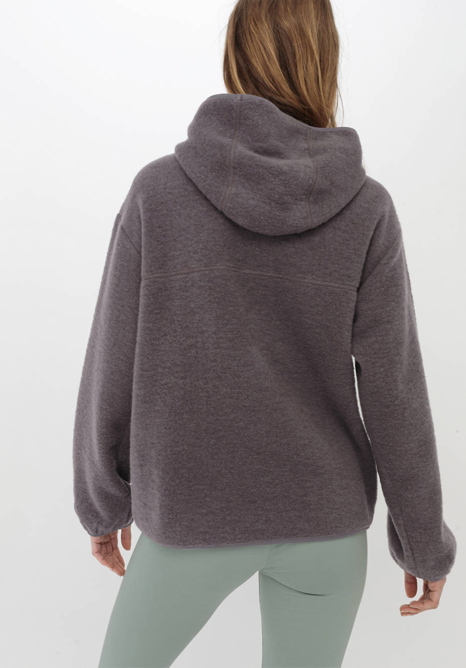 Wollfleece Jacke mit Kapuze aus reiner Bio-Merinowolle