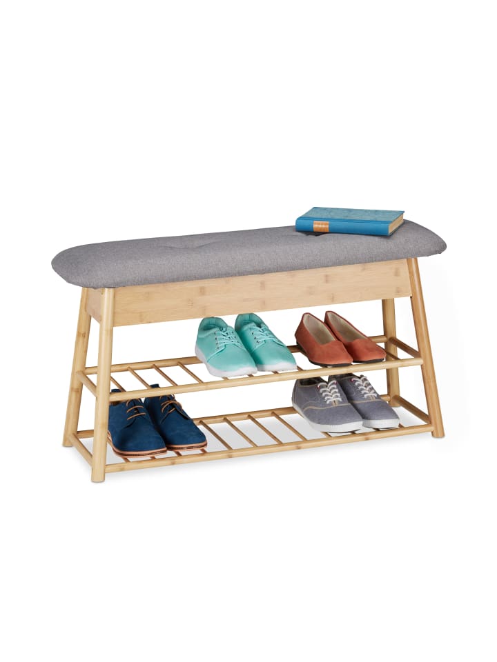 relaxdays Schuhbank in Natur - (B)90 x (H)48 x (T)28 cm günstig kaufen onesize