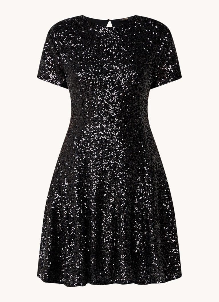 Maje mini dress with sequins and round neckline