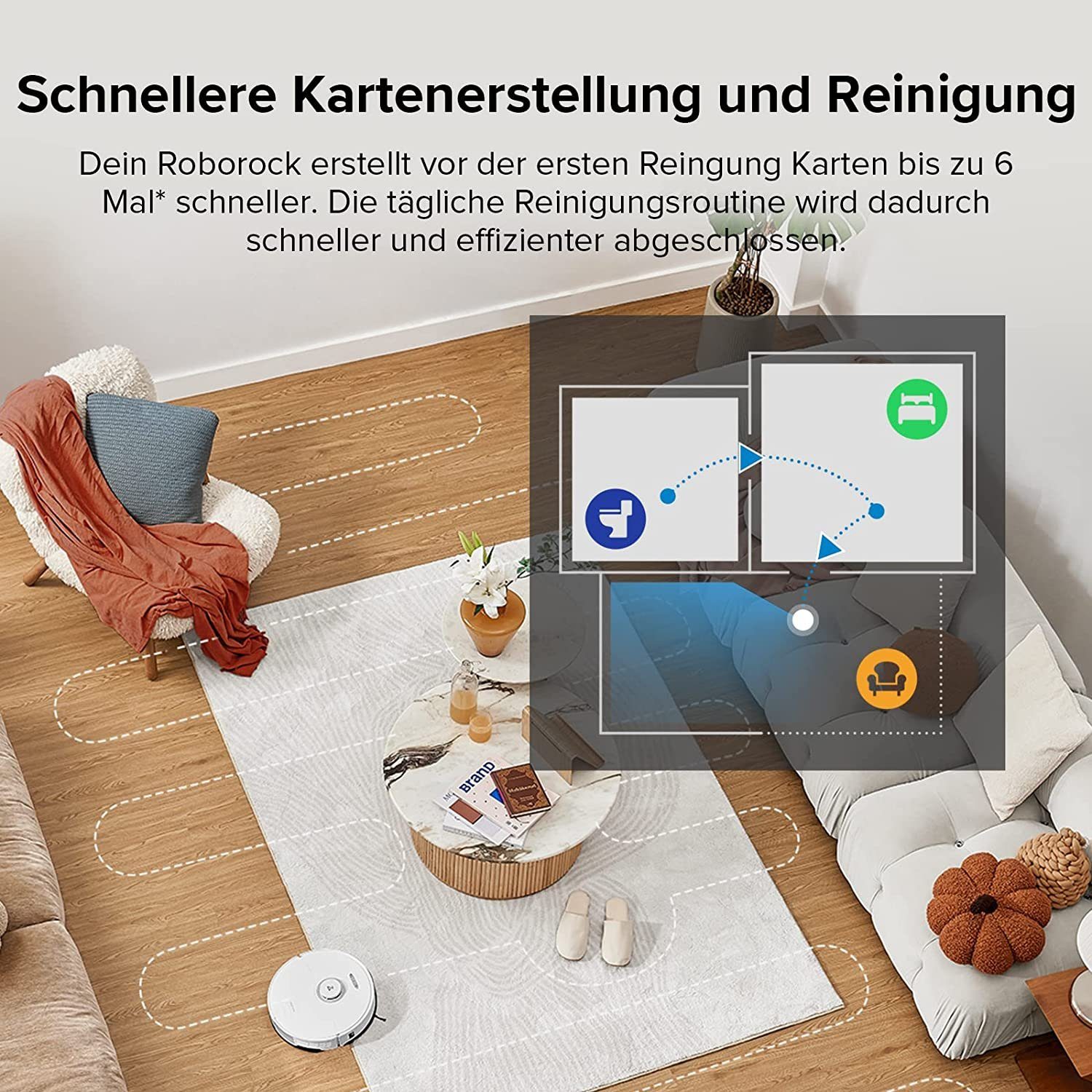 Roborock Saugroboter S8, 69,00 W, 6000Pa, DuoRoller-Bürste, Reactive 3D-Hindernisumgehung, Auto-Mop Lift, Teppich-Detektion, Kindersicherung, APP Control