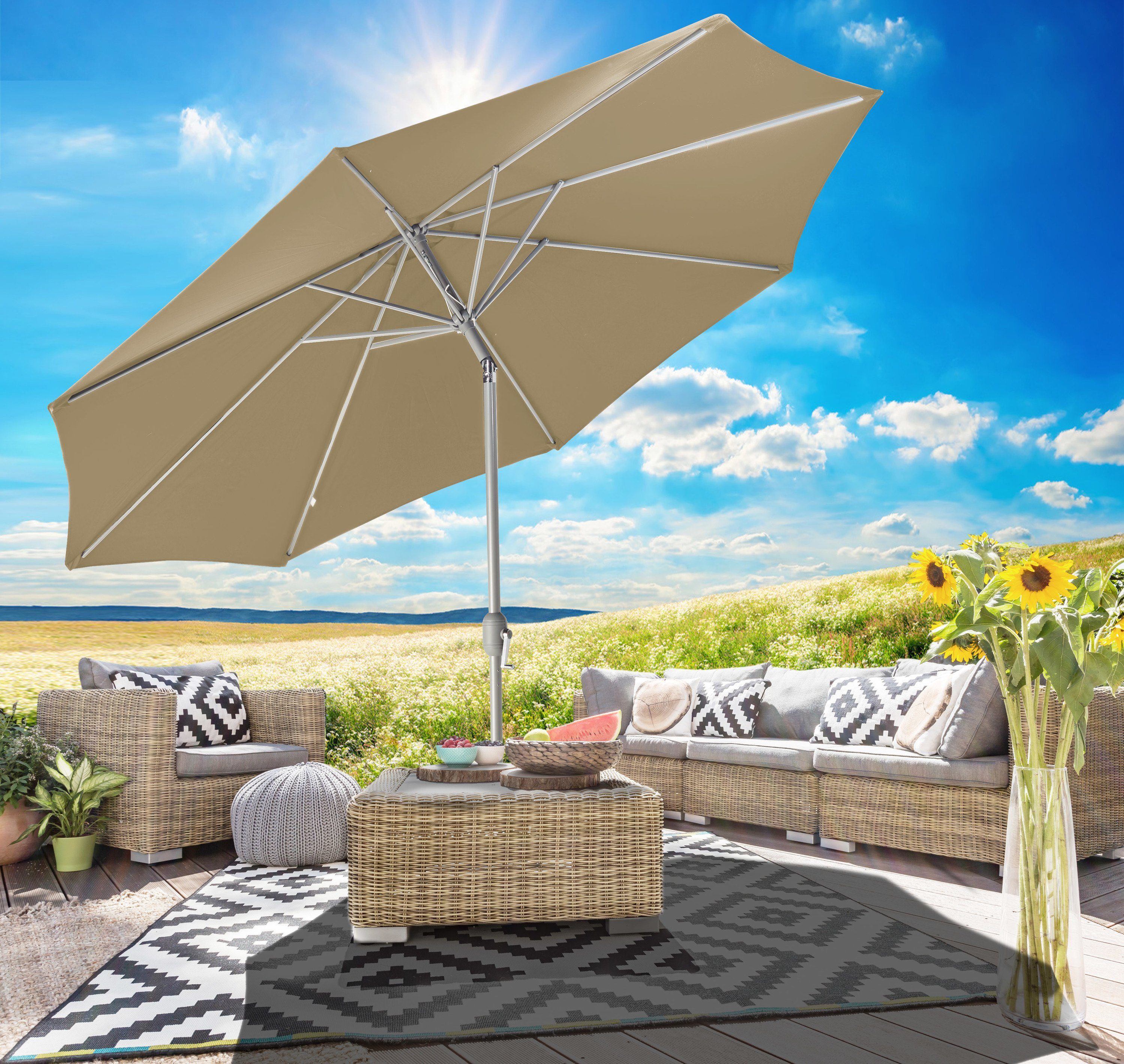 Gartenfreude Sonnenschirm Sonnenschutz Sonnenschirm 270 cm
