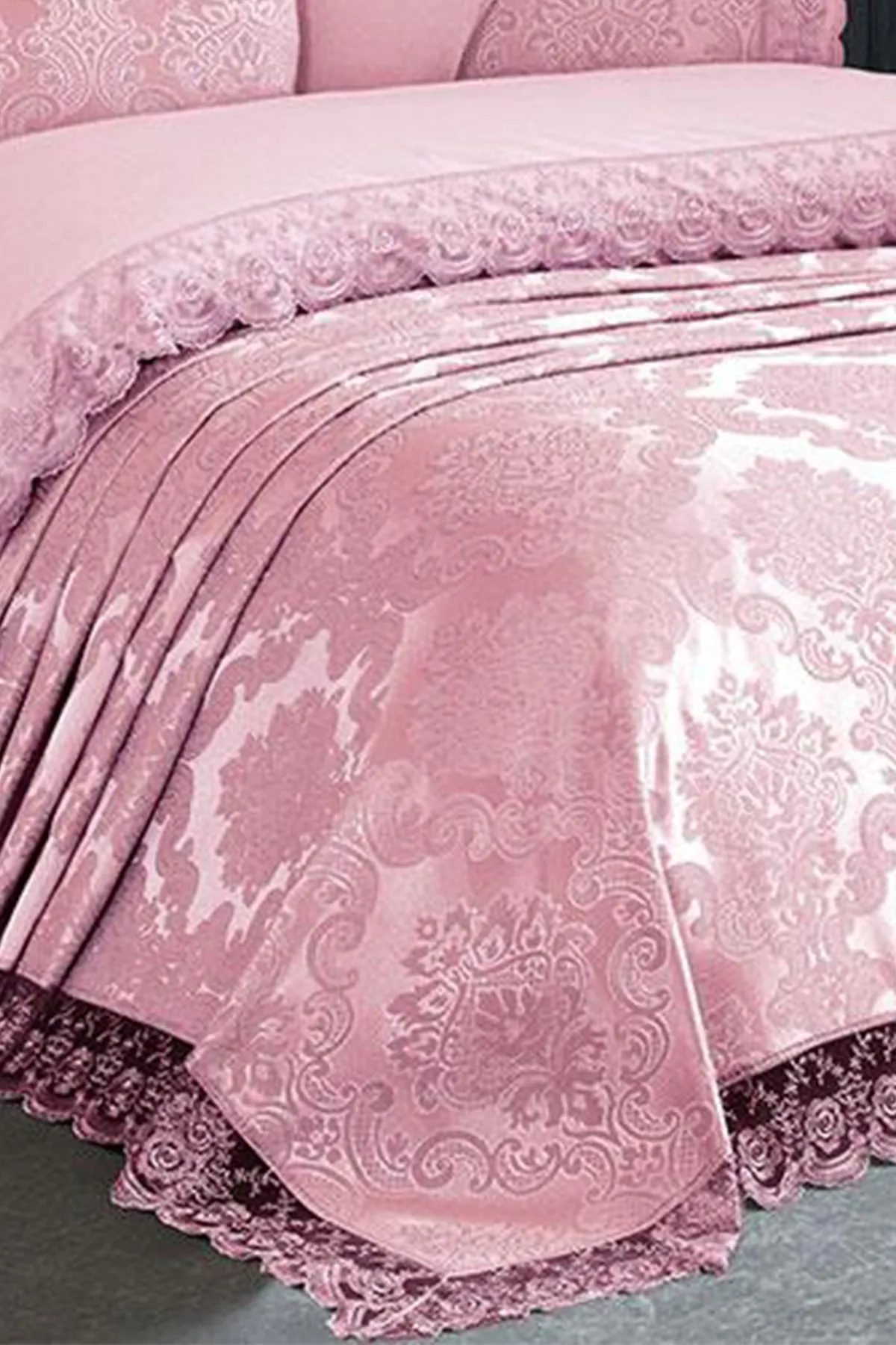 Çeyiz Diyarı  Französisches Spitzen-Kure-Brautset, 7-teilig, Puder