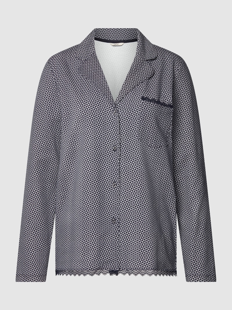 Pyjama-Oberteil mit Allover-Muster in dunkelblau