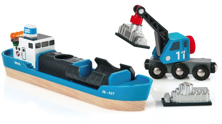 BRIO Bahn - Containerschiff mit Kranwagen