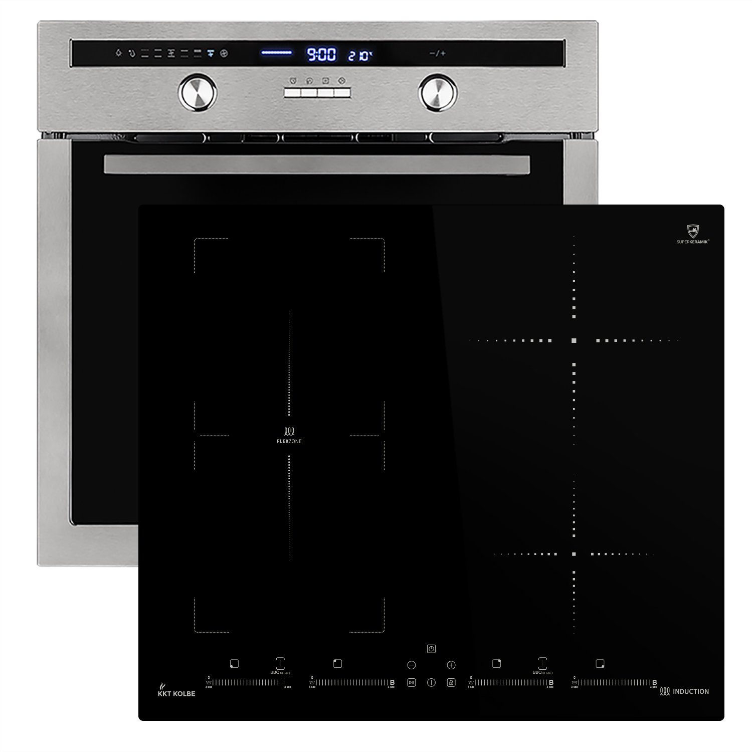 KKT KOLBE Backofen-Set KKT KOLBE Backofen und Induktionskochfeld SET80132FZ, mit 2-fach Teleskopauszug, 60cm Einbau-Backofen EB8013ED + 59cm Induktionskochfeld IND5901FZ