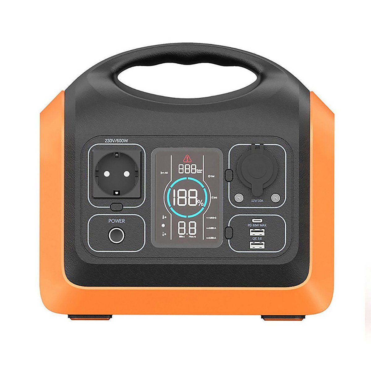 Hyrican UPP-600, 600 Watt, 596Wh, LiFePO4, tragbarer Akku/Batterie Powerstation 186000 mAh, mobiles Ladezentrum für Not-& Stromversorgung