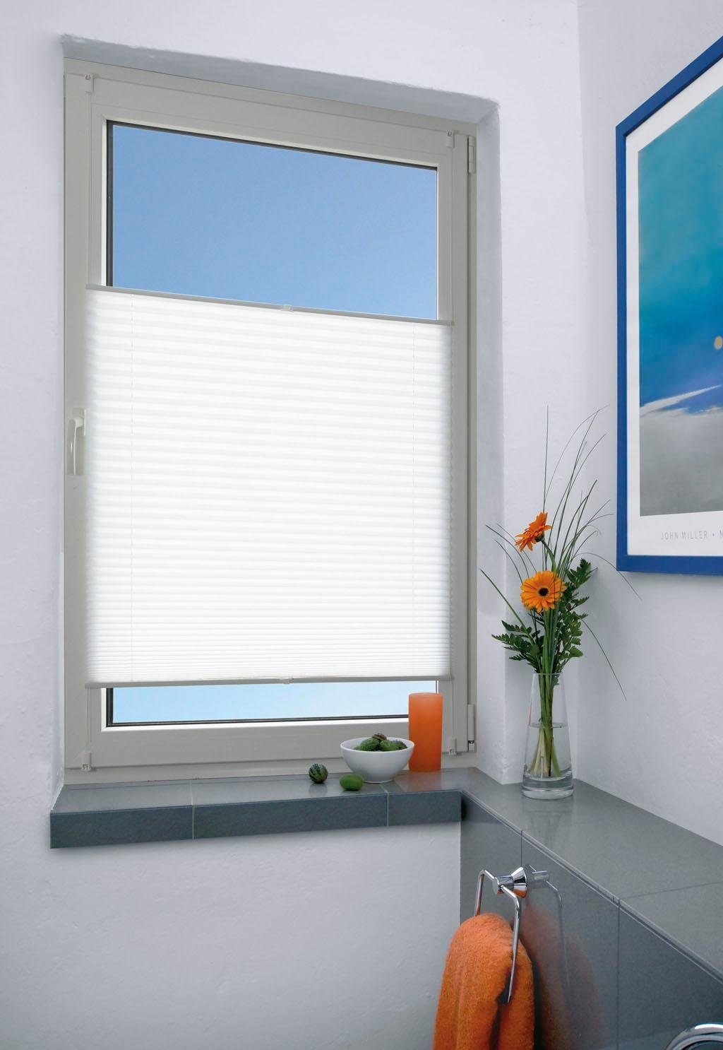 Plissee Brisa, Kutti, Lichtschutz, ohne Bohren, verspannt, Klemmfix, Klemmfix, Sichtschutz, blickdicht, einfarbig, Klemmträger