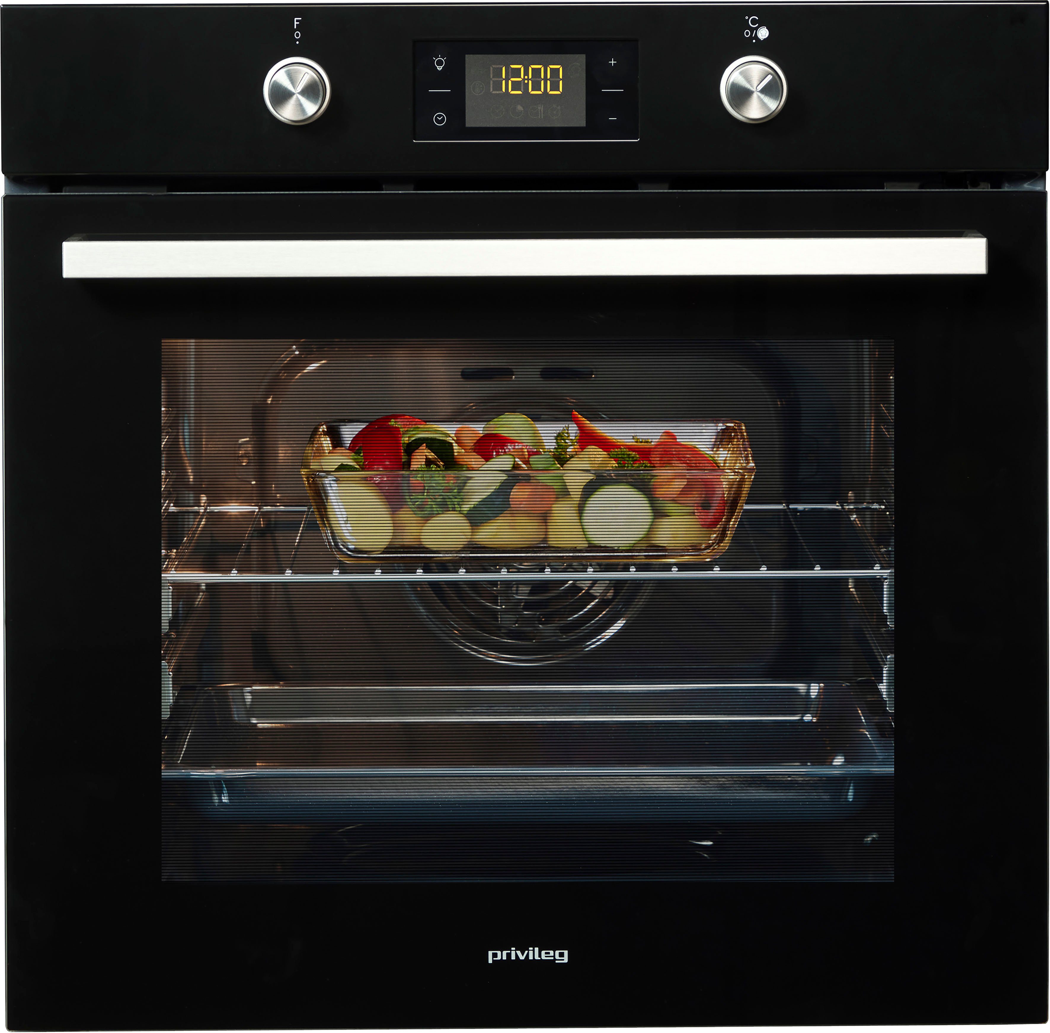 Privileg Backofen-Set BAKO Turn&Cook 450 BLACK, mit Teilauszug, Pyrolyse-Selbstreinigung