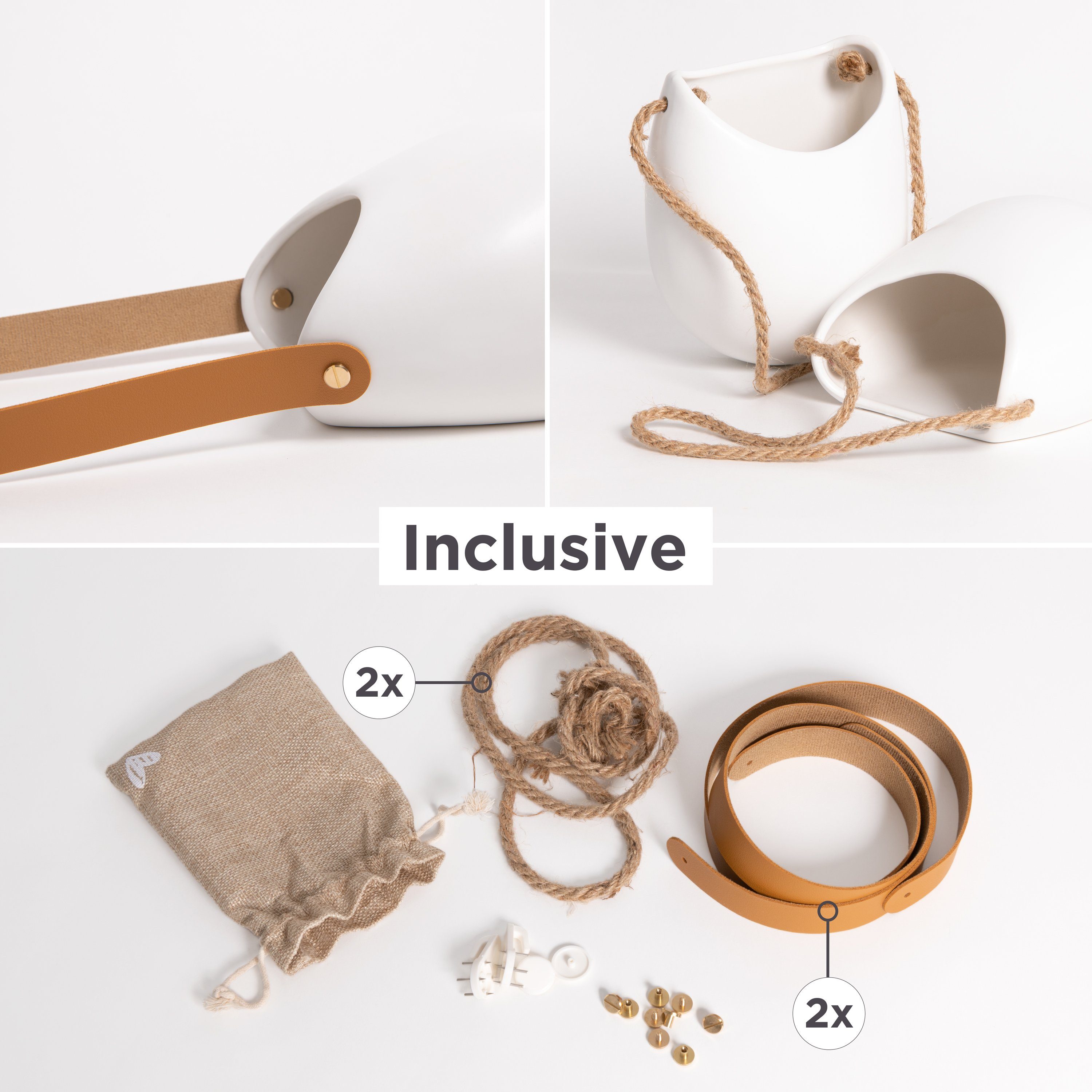KAZAI. Blumentopf Keramik Wandvasen (Set, aus 2 Töpfen inkl. verschiedener Aufhänger, ohne Bohren), Wand-Blumentöpfe als originelle Wohn-Deko