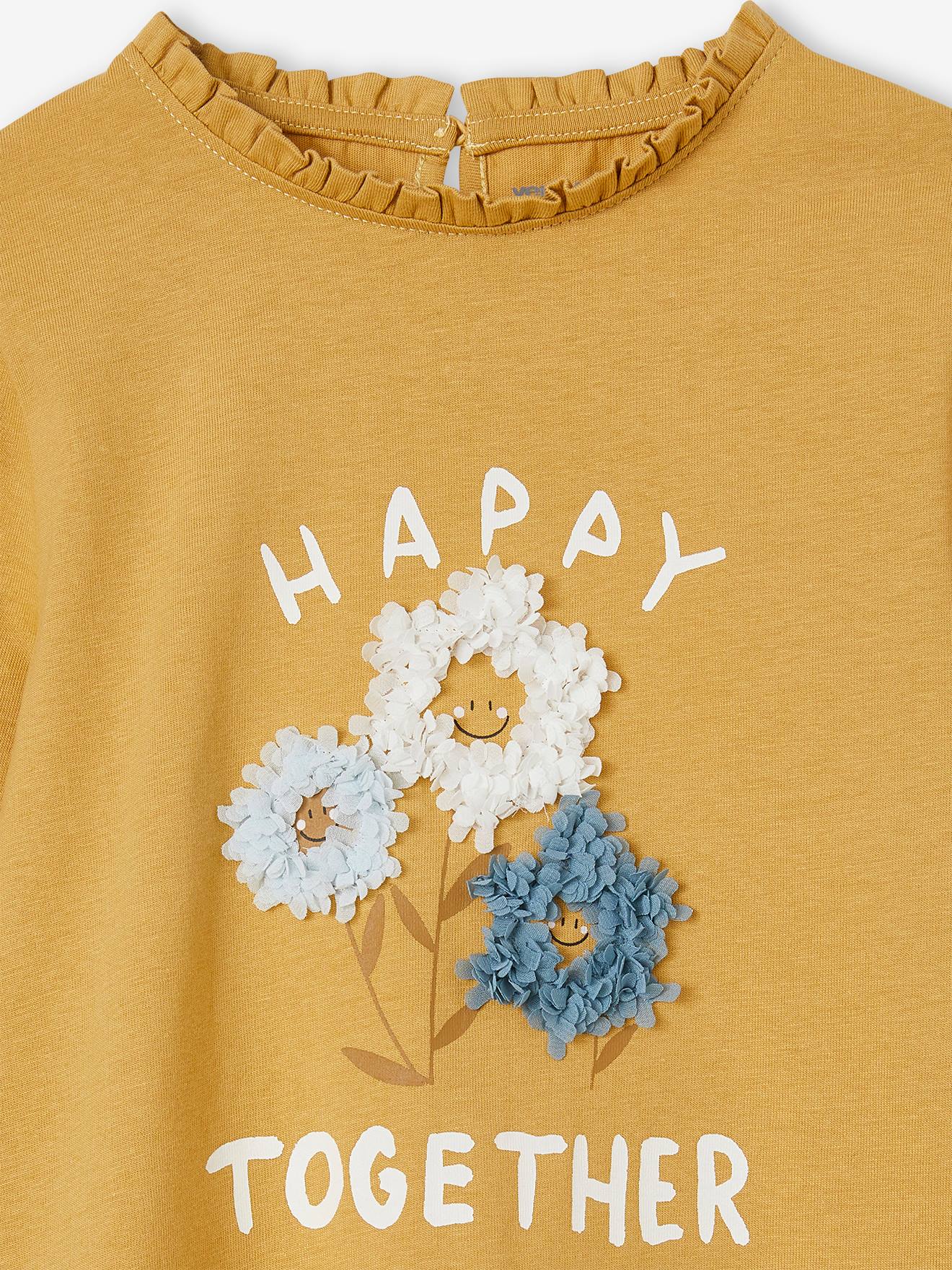 Vertbaudet Mädchen Shirt mit Rüschendetails - wollweiß
