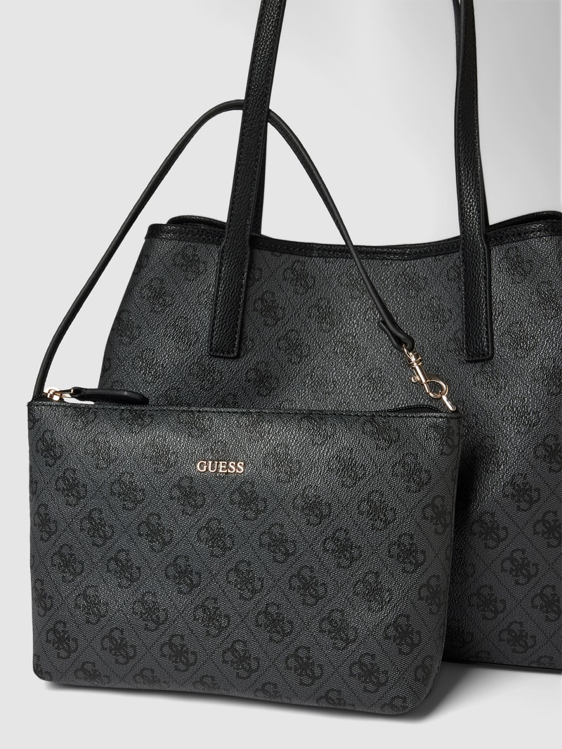 Tote Bag mit Allover-Logo Modell 'VIKKY' in graphit