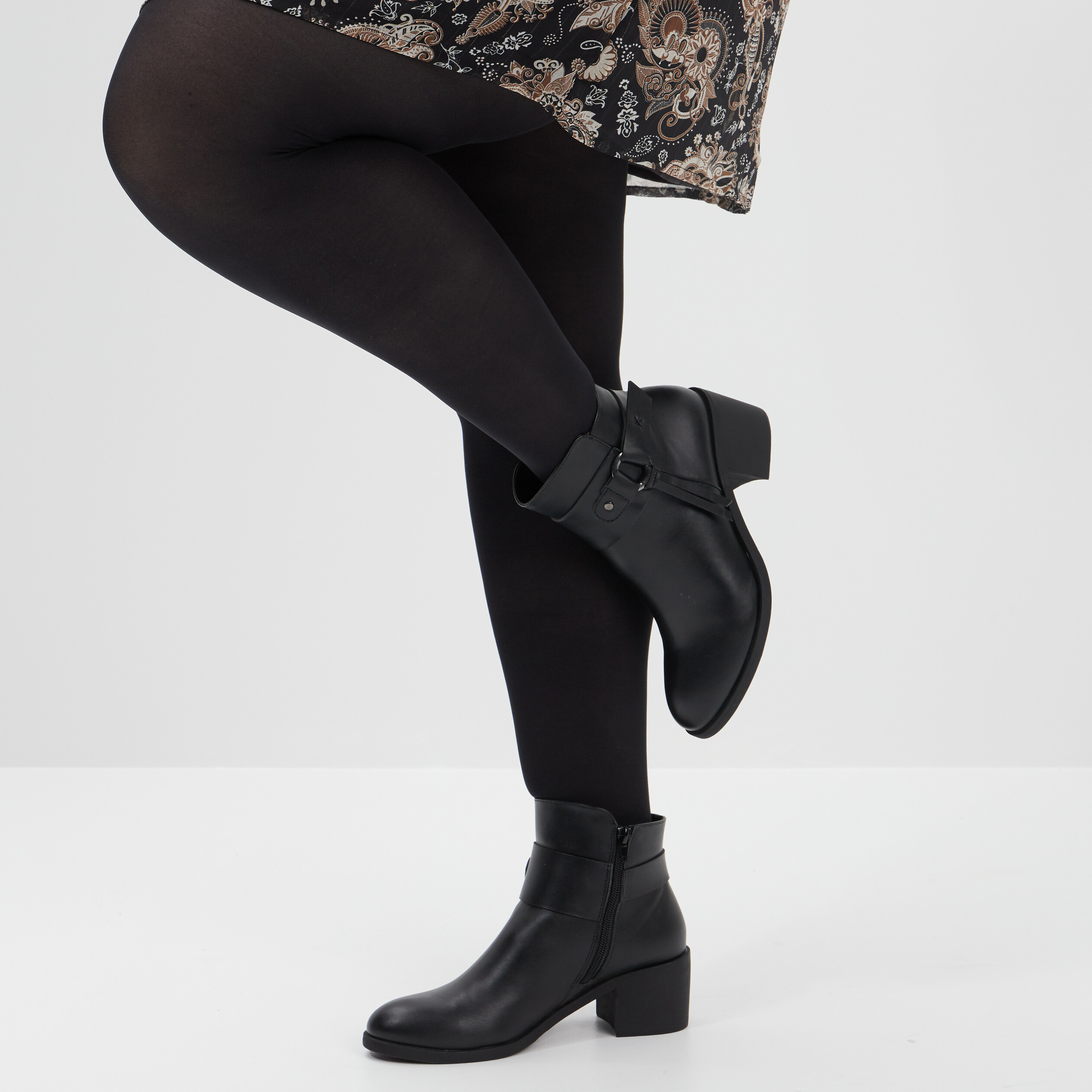 Bottines à talons carrés noir femme | La Halle