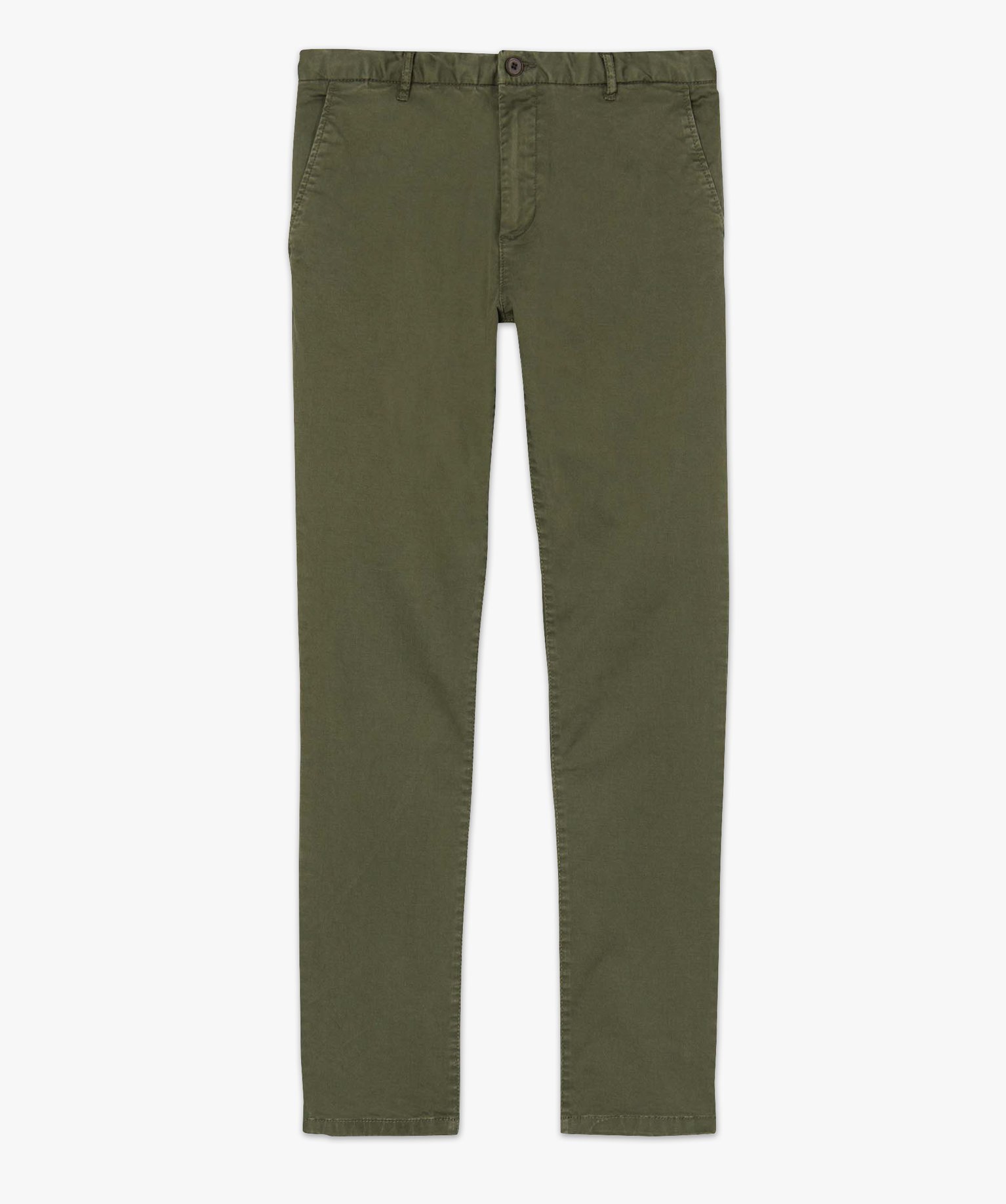 Pantalon chino en coton stretch homme kaki | GEMO