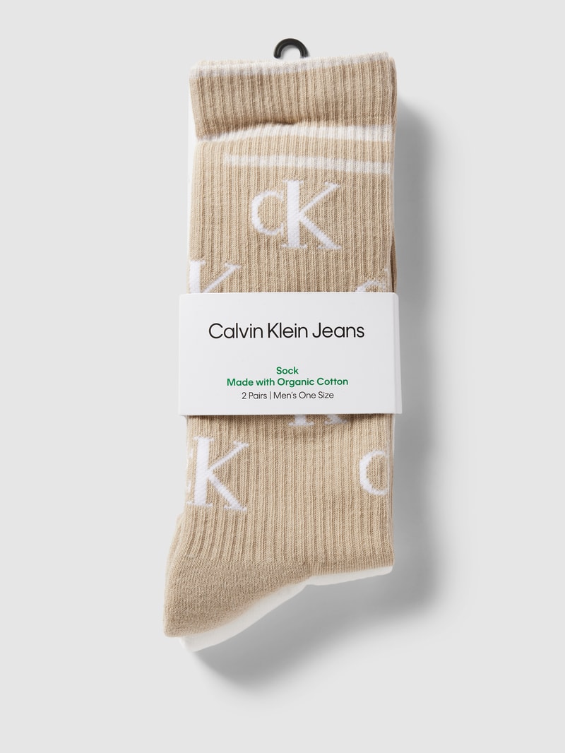 Socken mit Label-Details im 2er-Pack in taupe