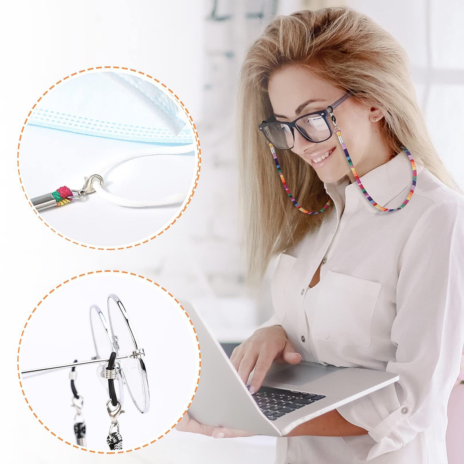 Sarfly Brillenkette Pack of 6 Braided Chain Glasses Glasses Cord