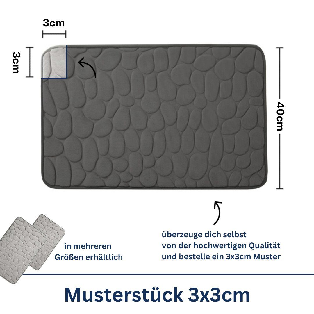 Badematte Badteppich rutschfeste Badematten, weicher und flauschiger Badteppich Novabad, rutschhemmend, beschichtet, Memory Schaum, trockene und schimmelresistente Badedecke, Memory Schaum, schnell trocknend, wasserabsorbierend, fußbodenheizungsgeeig