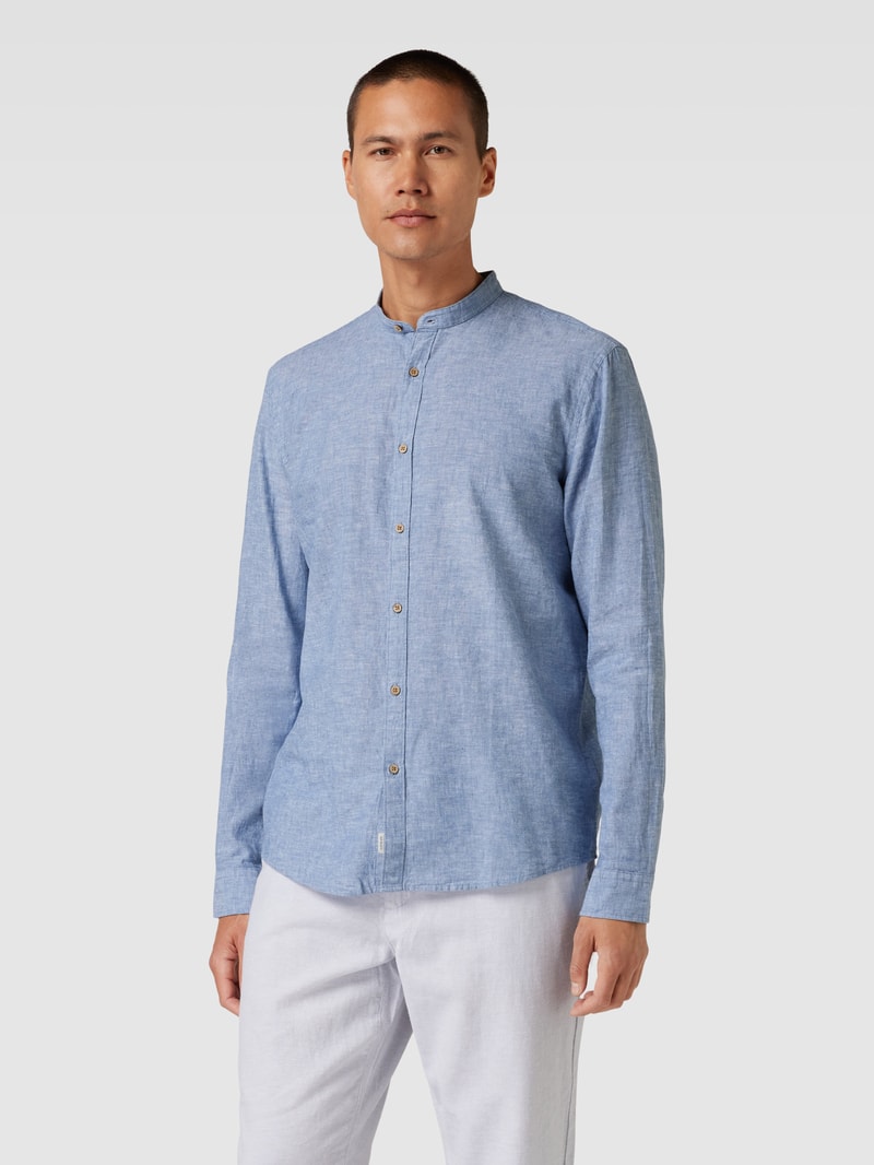 Tailored Fit Freizeithemd mit Stehkragen in rauchblau
