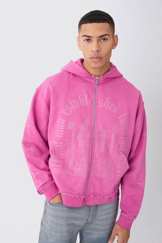 Kastiger Oversize Hoodie mit rohem Saum