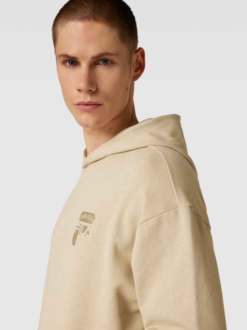 Oversized Hoodie mit Label-Stitching Modell 'BAAR' in beige