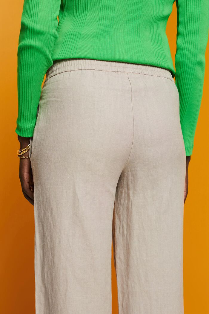 Pull-on-Leinenhose mit weitem Bein