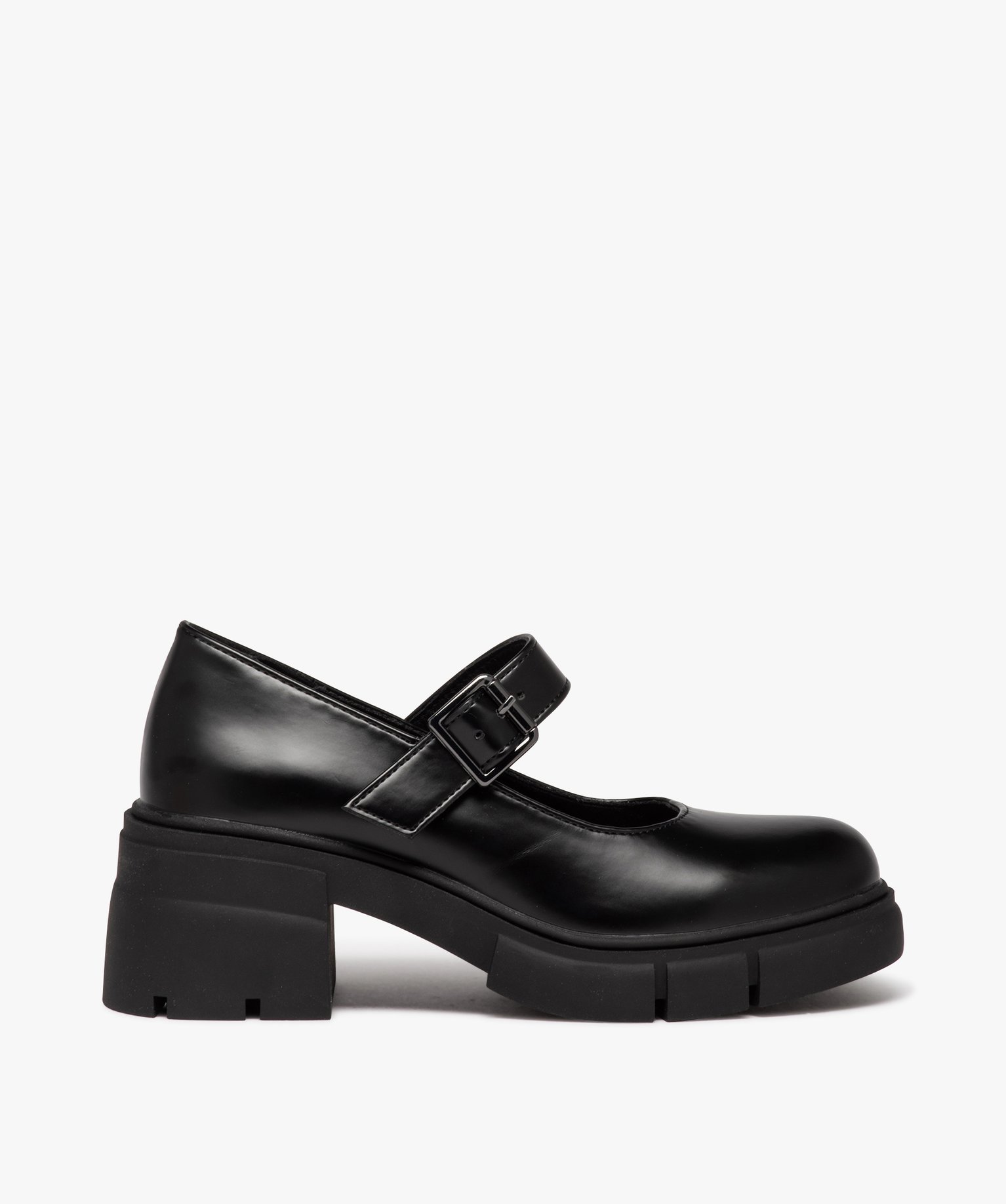 Ballerines fille unies à talon large et semelle crantée noir | GEMO