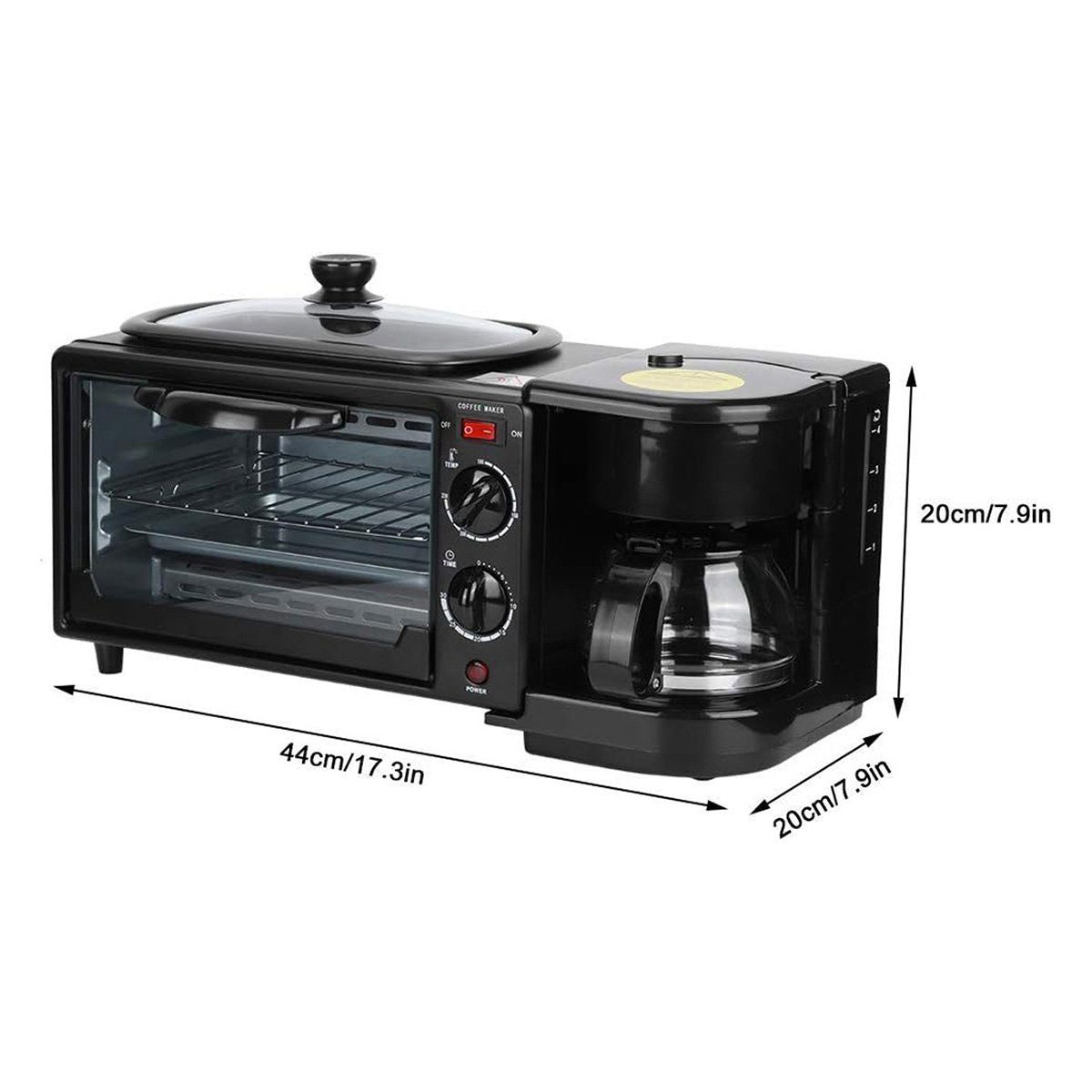 Yoyaxi Frühstücks-Set 3-in-1 Frühstücksstation mit Toaster, Bratpfanne und Kaffeemaschine (1-tlg), Zeitsparende Funktionen und vielseitige Zubereitungsmöglichkeiten