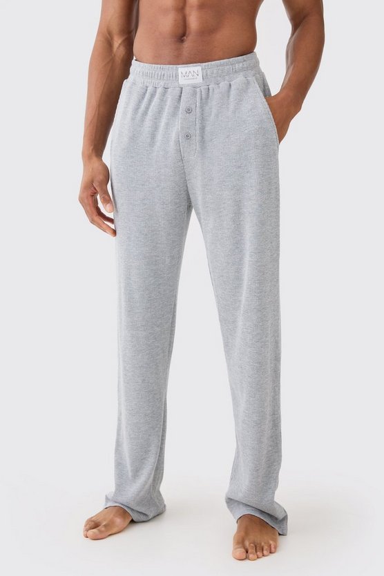 Lockere graue Loungewear-Hose in Waffeloptik