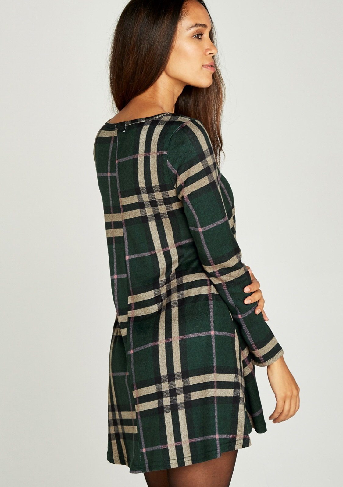 Apricot Strickkleid Blanket Check Swing Dress (1-tlg) mit Karomuster