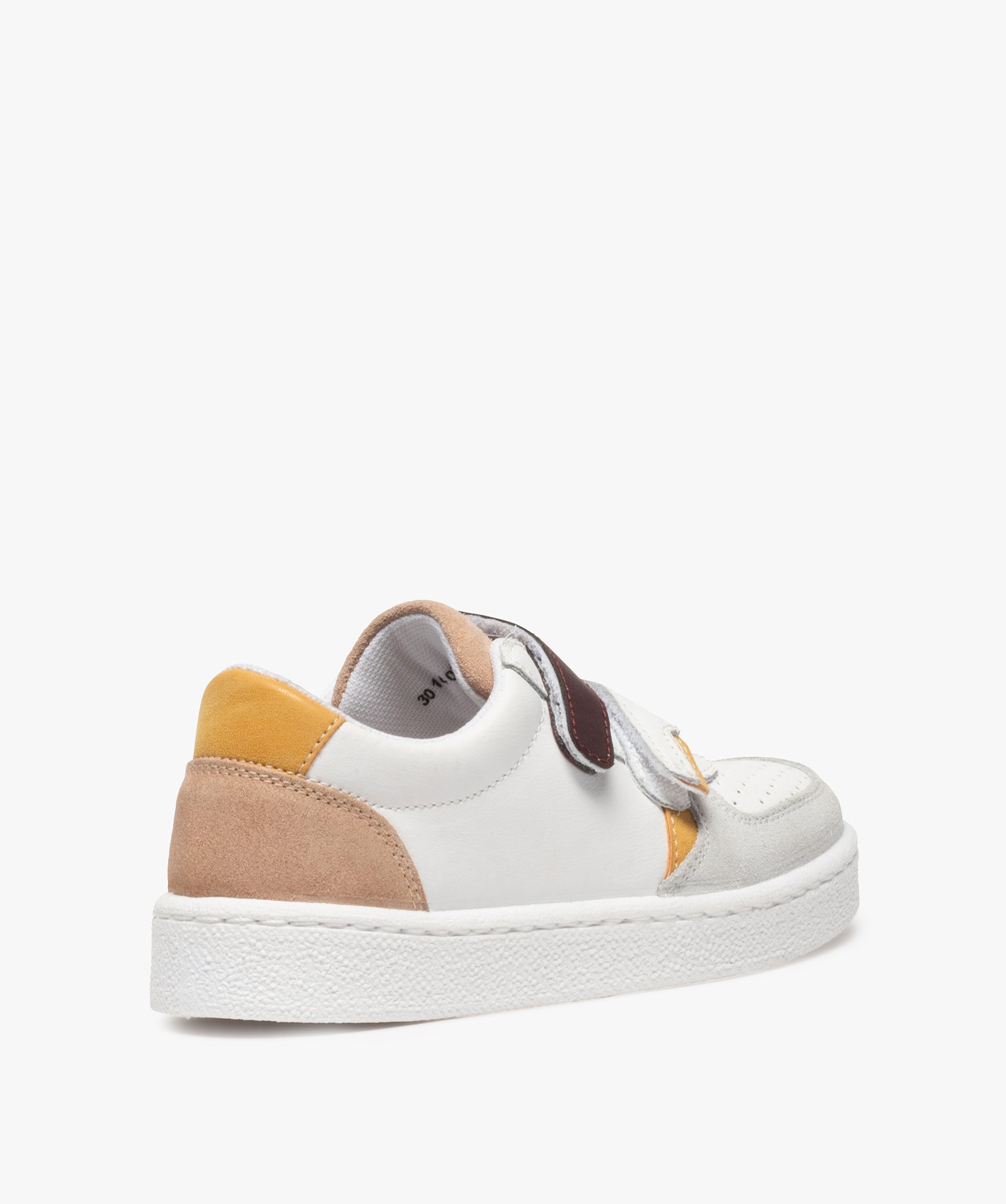 Baskets fille colorées en cuir fermeture scratch blanc | GEMO