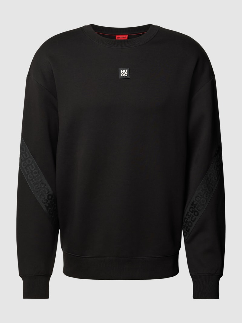 Sweatshirt mit Label-Patch Modell 'Dettles' in schwarz