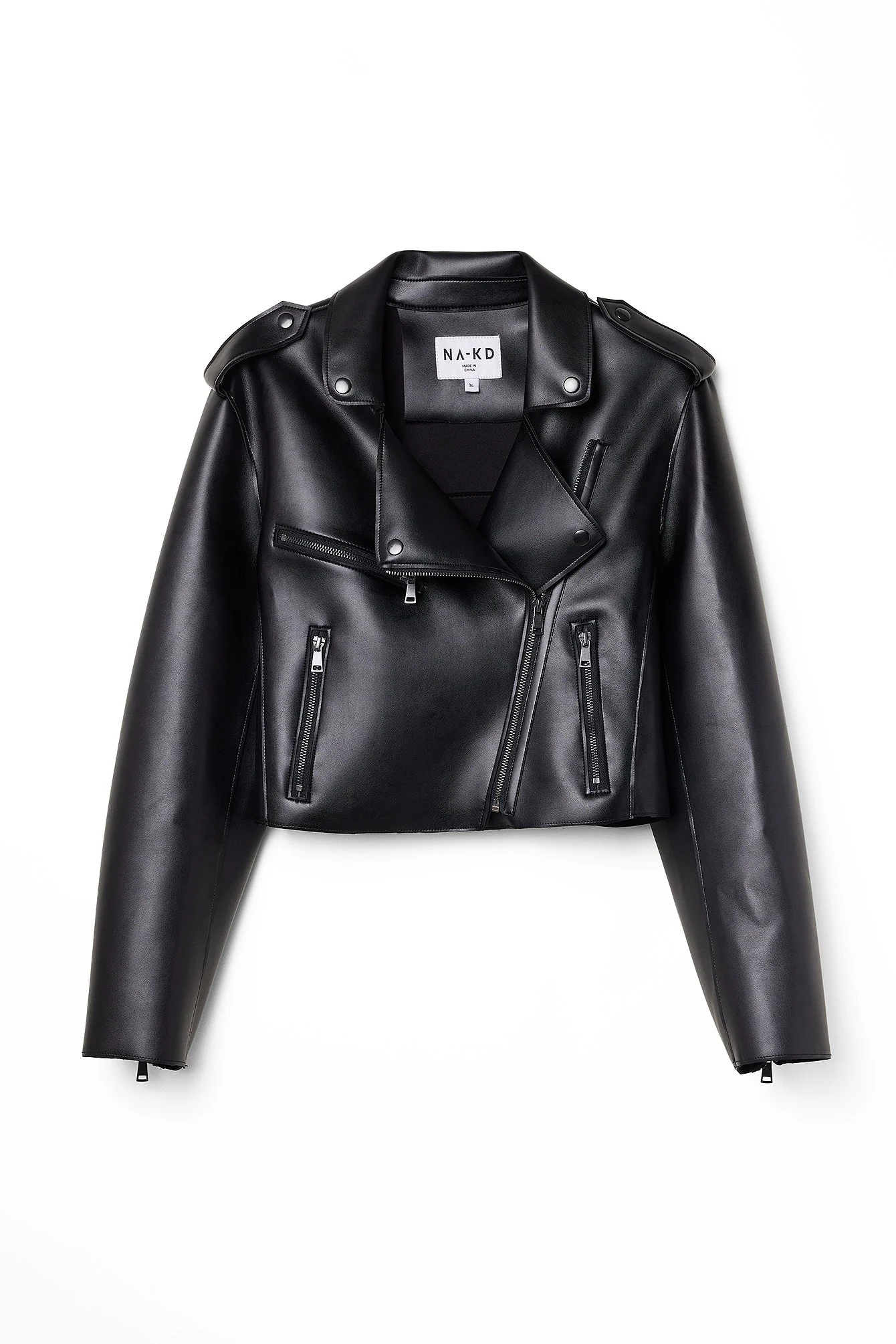 Kurze PU-Bikerjacke
