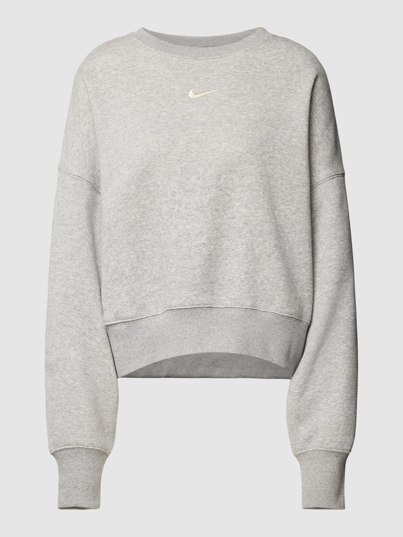 Cropped Sweatshirt mit Label-Stitching in dunkelgrau
