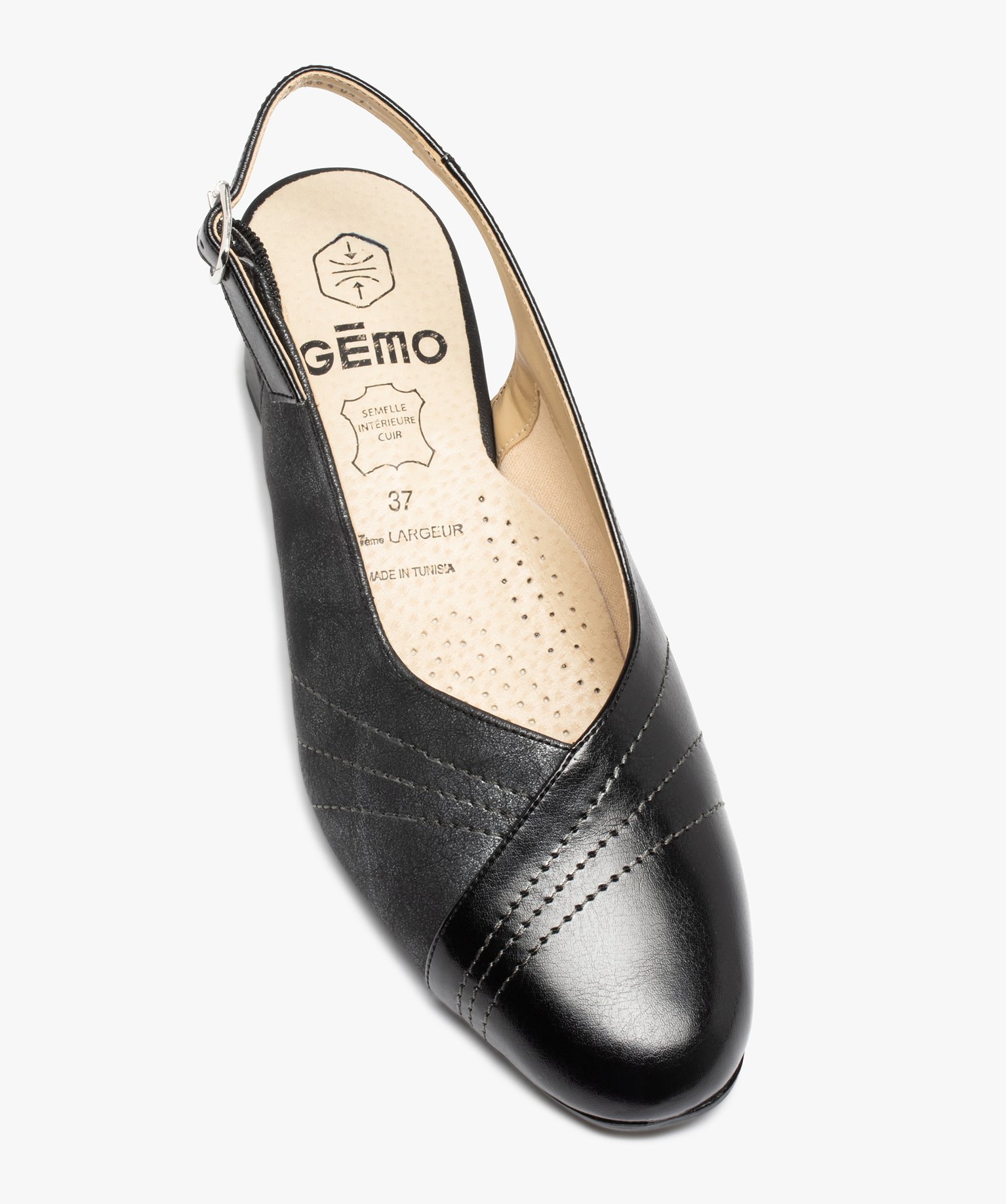 Escarpins femme confort bicolores à talon ouvert noir | GEMO
