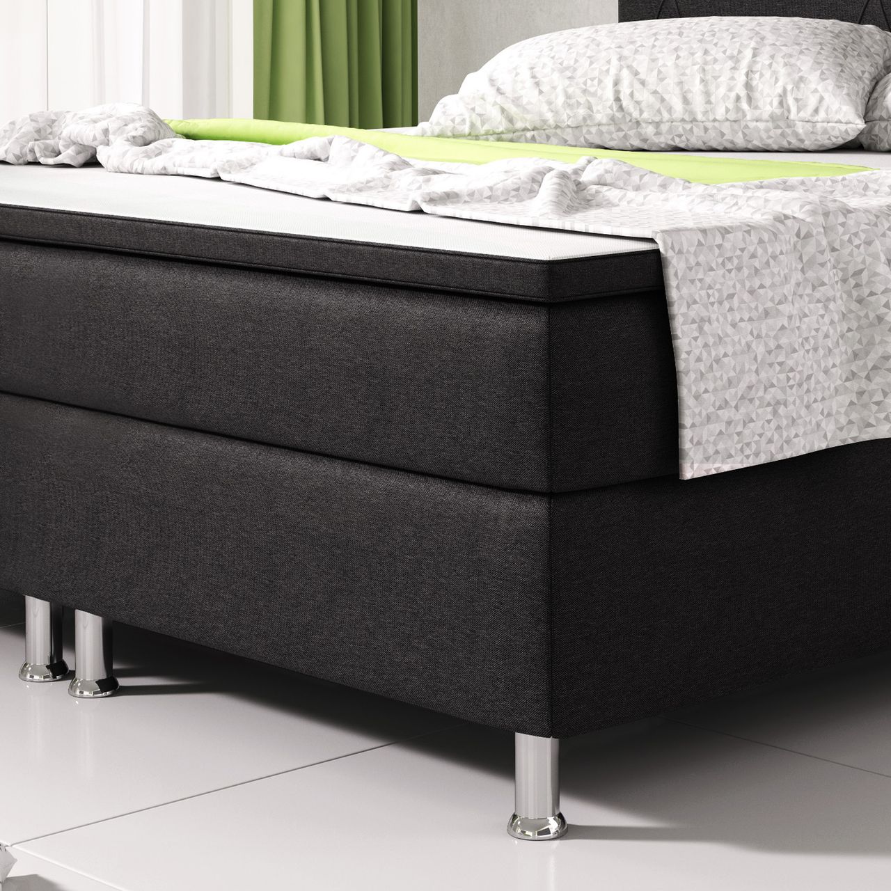 IHG Boxspringbett Boston 180x200 Webstoff Schwarz