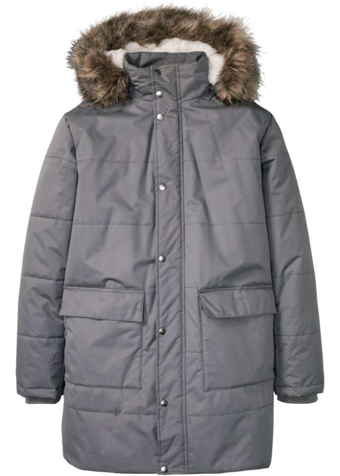 Lange Winter-Steppjacke mit recyceltem Polyester