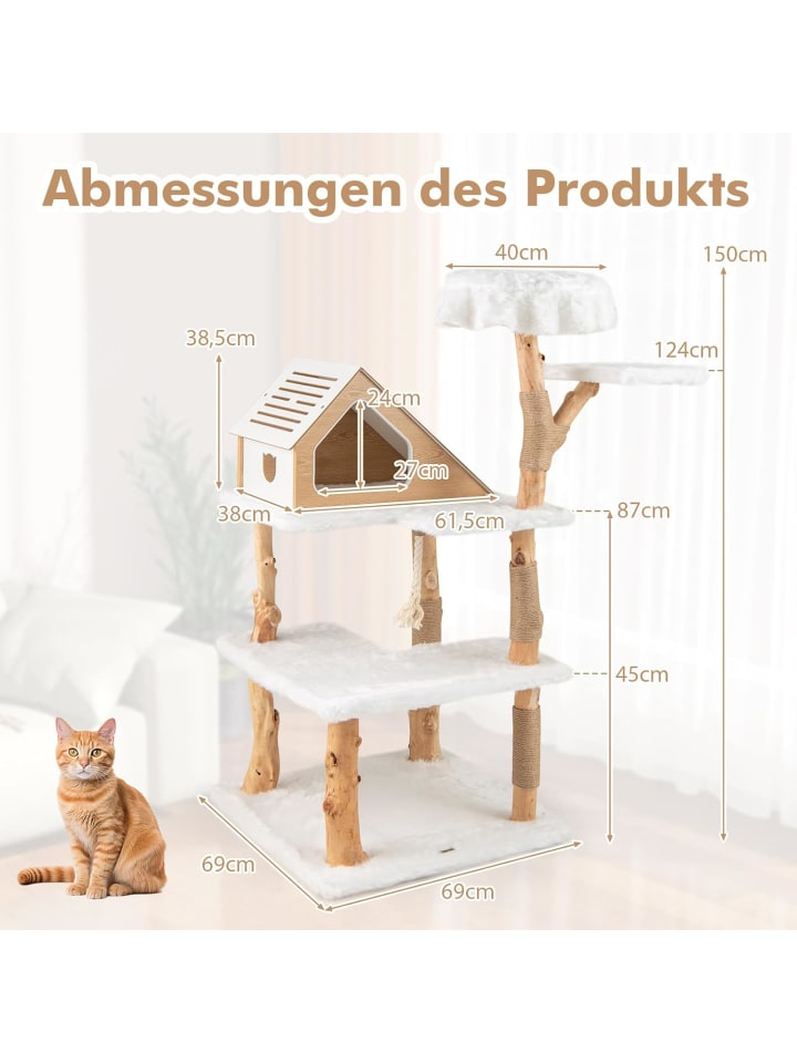 COSTWAY Kratzbaum Holz 150 cm in Weiß günstig kaufen onesize