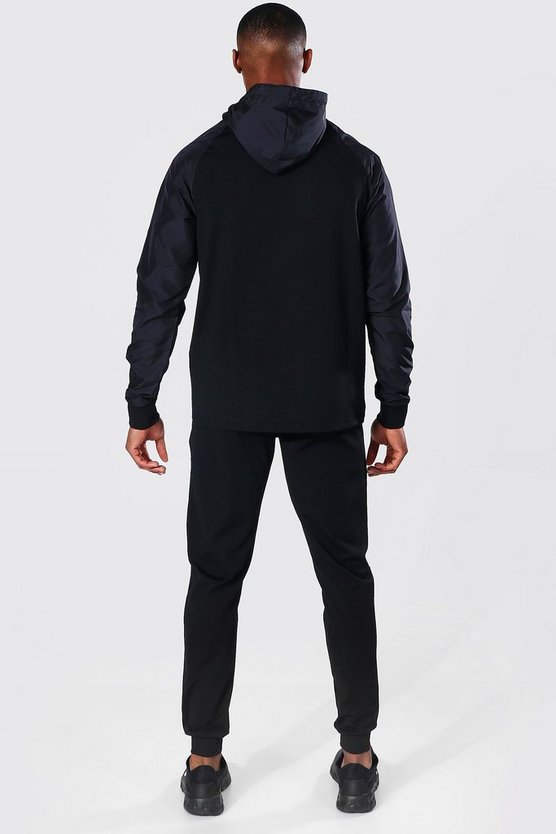 Man Active Hoodie mit matten Ärmeln