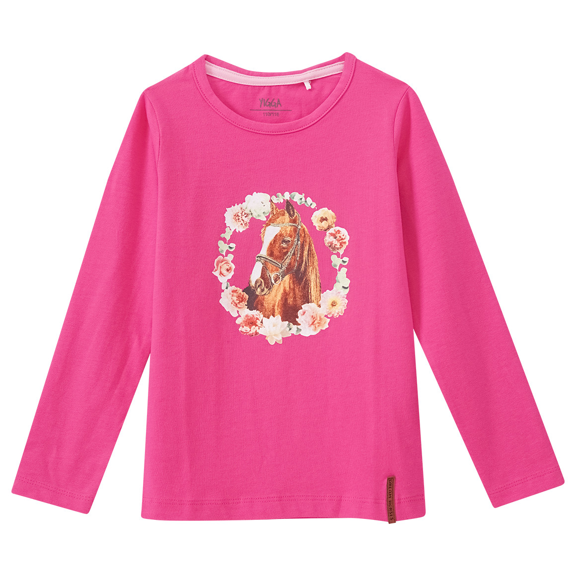 Mädchen Langarmshirt mit Pferde-Motiv