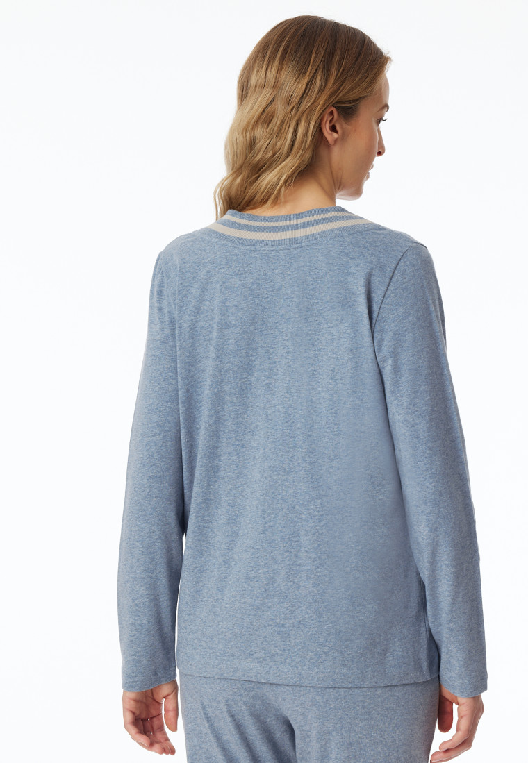 Shirt langarm V-Ausschnitt jeans-meliert - Mix+Relax