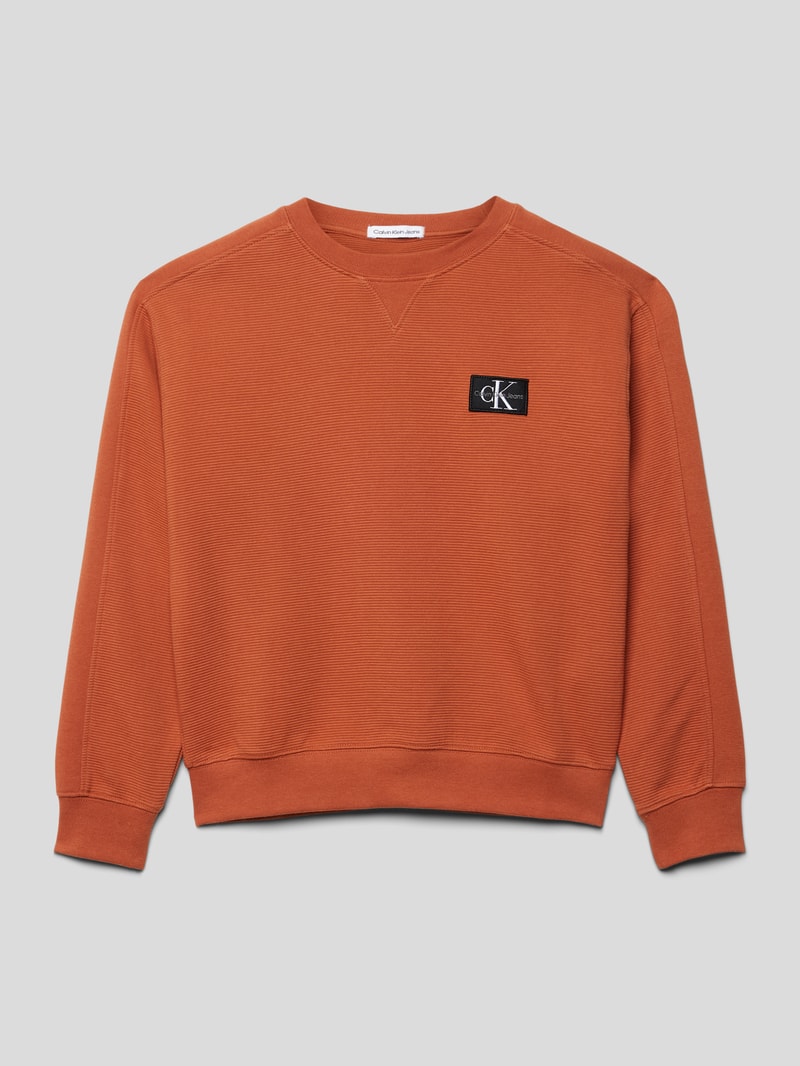 Sweatshirt mit Label-Applikation Modell 'OTTO' in orange
