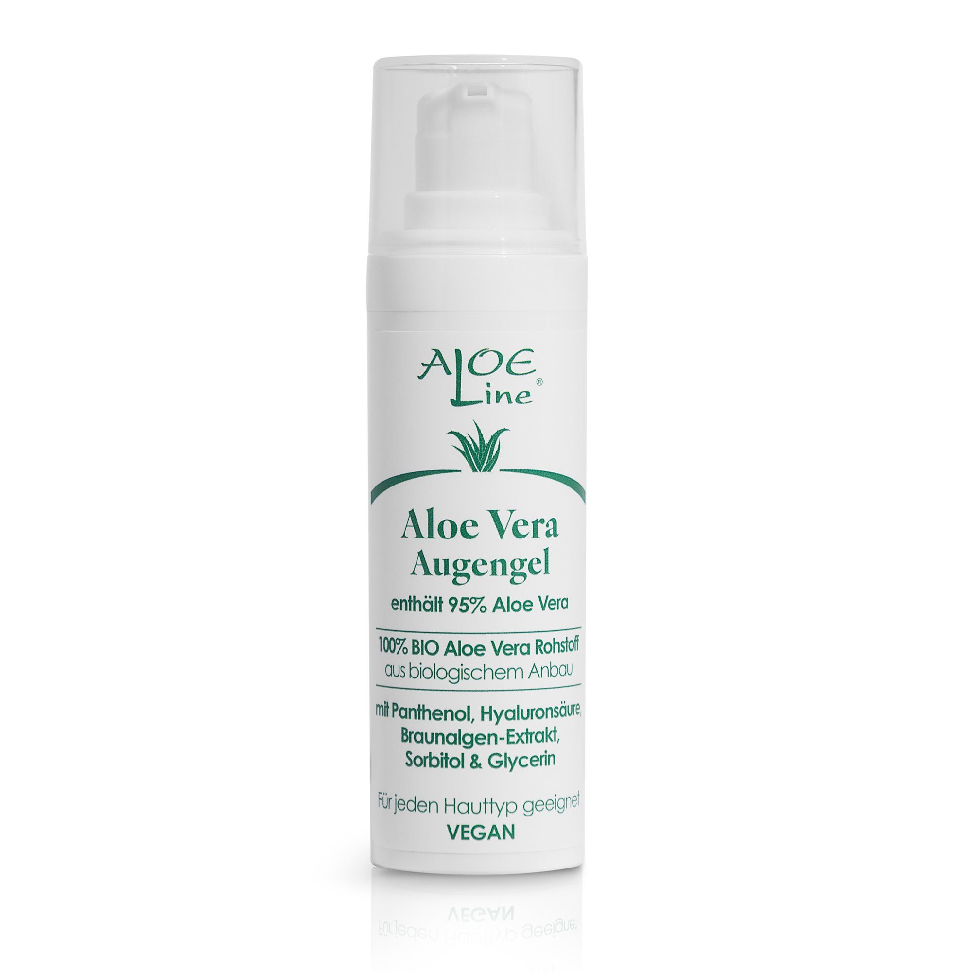 ALOE Line Augengel Aloe Vera Augengel mit 95% Bio Aloe Vera, Hyaluron & Allantoin, Strafft & pflegt den sensiblen Augenbereich - 30ml