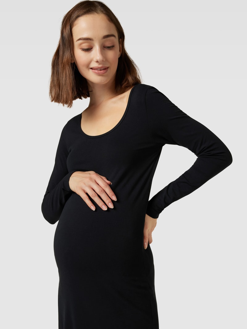Umstands-Midikleid mit U-Ausschnitt Modell 'MIA' in schwarz